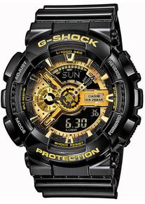 Chronograph Casio G-SHOCK, schwarz (schwarz, goldfarben), Armbanduhren, Damen, Chronograph, Quarzuhr,Armbanduhr,Herrenuhr,digital, bis 20 bar wasserd.Resinarmband