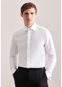 Smokinghemd Seidensticker "Slim", Herren, Gr. M (40), normale &Auml;rmell&auml;ngen, wei&szlig;, 100% Baumwolle, unifarben, slim fit, Umschlagmanschette, Hemden Smokinghemd, Slim 1/1 Kentkragen Uni