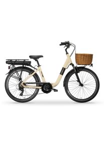 E-Bike MBM "Elektro-Citybike RHEA 24 Zoll, creme", beige (creme), Elektrofahrr&auml;der, 24 Zoll (60,96cm), E-Bike