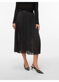 V&eacute;ro Moda Plisseerock VERO MODA "VMHENLEY MW 7/8 SKIRT JRS BTQ", Damen, Gr. M (38), schwarz (schwarz detail:silber lurex), Jersey, Obermaterial: 95% Polyester, 5% Elasthan, Glitzermuster, regular fit wadenlang, R&ouml;cke Plisseerock
