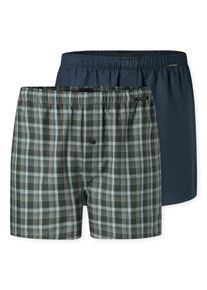 Weiter Boxer Schiesser "Boxershorts Multipacks", Herren, Gr. 4, blau (sortiert 5), Webqualit&auml;t, Obermaterial: 100% Baumwolle, weit, Unterhosen Weiter Boxer, mit Eingriff, Knopf