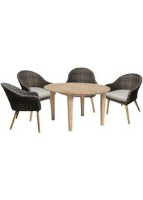 Garten-Essgruppe Garden Pleasure "PUEBLO/ARVADA", braun (anisbraun, braun, taupe, braun, braun), B:210cm H:84cm T:110cm, Aluminium, FSC-zertifiziertes Massivholz, Polyrattan, Sitzm&ouml;bel-Sets, Garten-Essgruppe, mit bequemer Polsterung