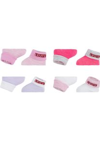 Socken LEVI'S KIDS "4PK Red Tab Bootie", Jungen, Gr. 1 (62/68), bunt (rosa, wei&szlig;, lila), Baumwollmischung, Socken Socken, UNISEX