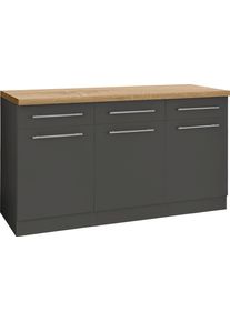 Wiho-K&uuml;chen Unterschrank WIHO K&Uuml;CHEN "Unna", grau (front und korpus: anthrazit, arbeitsplatte: sonoma eiche), B:150cm H:85cm T:60cm, Schr&auml;nke, Unterschrank, 150 cm breit