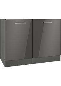 Sp&uuml;lenschrank KOCHSTATION "KS-Milan", grau (grau hochglanz), B:110cm H:82cm T:60cm, MDF, Schr&auml;nke, Sp&uuml;lenschrank, Sp&uuml;lzentrum 110 cm, matte oder hochgl&auml;nzende Fronten