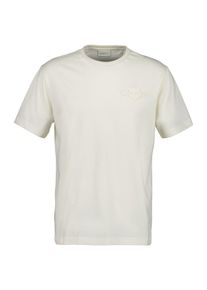 T-Shirt Gant "REG TONAL SHIELD SS T-SHIRT", Herren, Gr. XL, beige (cream), Jersey, Obermaterial: 100% Baumwolle, regular fit, Rundhals, Shirts T-Shirt, Stickerei, Rundhals, regular fit