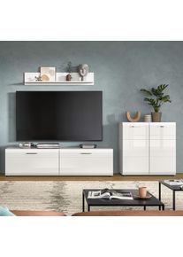 Wohnwand Home Affaire "FLORENZ, 3-teilige Wohn-Kombination, hochwertige MDF-Front", wei&szlig; hochglanz tiefzieh, B:255cm H:160cm T:41cm, Holzwerkstoff, Kastenm&ouml;bel-Sets, Wohnwand, Wohn-Kombination, Wohnzimmer-M&ouml;bel, Wohnzimmer,Kombination, Kombi