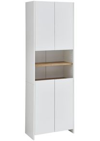 Hochschrank SAPHIR "Quickset 100, Badschrank 61,6 cm breit, 4 T&uuml;ren", wei&szlig;, B:61,6cm H:182,8cm T:32,2cm, Holzwerkstoff, Schr&auml;nke, Hochschrank, 2 Einlegeb&ouml;den, 2 offene F&auml;cher, Badezimmer-Hochschrank, Akzentfuge