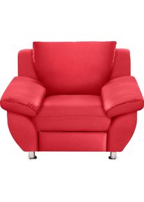 Sessel DOMO collection "Pilar elegant und zeitloses Design, komfortabel, bequeme Armlehnen", rot, B:108cm H:80cm T:91cm, Struktur ( 100% Polyester);Kunstleder SOFTLUX, Sessel, Sessel