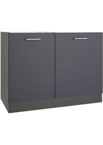 Sp&uuml;lenschrank KOCHSTATION "KS-Milan", grau (anthrazit), B:110cm H:82cm T:60cm, Holzwerkstoff, Schr&auml;nke, Sp&uuml;lenschrank, Sp&uuml;lzentrum 110 cm, matte oder hochgl&auml;nzende Fronten