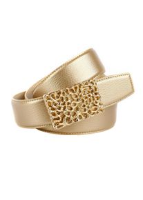 Lederg&uuml;rtel Anthoni Crown, Damen, Gr. 95, gold (goldfarben), Leder, unifarben, G&uuml;rtel Lederg&uuml;rtel, mit gl&auml;nzender, filigraner, goldfarbener Schlie&szlig;e