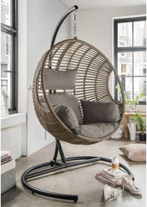 H&auml;ngesessel Destiny "COCO DE LUXE II", beige (beige, grau), B:125cm H:196cm T:100cm, Obermaterial: 100% Polyester. F&uuml;llung: 100% Polyurethan, Sessel, H&auml;ngesessel, Stahl, Aluminium, Polyrattan, mit Gestell, inkl. Auflagen