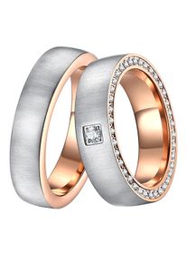 Trauring DOOSTI "Schmuck Geschenk Edelstahl Trauring Ehering Partnerring LIEBE" Gr. 68, rosa (edelstahlfarben, ros&eacute;goldfarben), Fingerringe, Damen, 68, ohne Zirkonia, Edelstahl, 6mm, Trauring, Made in Germany - wahlweise mit oder ohne Zirkonia