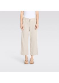 Schlaghose MAC "CARI", Damen, Gr. 34, N-Gr, beige (pumice stone ppt), Web, Obermaterial: 97% Baumwolle, 3% Elasthan, lang, Hosen Schlaghose