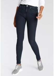 Skinny-fit-Jeans Arizona "Ultra Soft", Damen, Gr. 42, N-Gr, blau (rinsed), Denim/Jeans, Obermaterial: 61% Baumwolle, 25% Polyester, 11% Viskose, 3% Elasthan, Basic, skinny fit lang, Jeans Skinny-fit-Jeans, hohe Leibh&ouml;he, lang, aus Baumwolle, Polyester und Elasthan