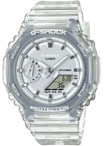Chronograph Casio G-SHOCK, transparent (transparent, silberfarben), Armbanduhren, Damen, Chronograph, Quarzuhr, Armbanduhr, Damen, Herren, digital, bis 20 bar wasserdicht
