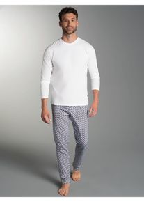 Schlafanzug TRIGEMA "TRIGEMA Pyjama mit Pinguinmotiv", Herren, Gr. M, wei&szlig;, Single Jersey, 100% Baumwolle, Homewear-Sets Schlafanzug