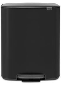 M&uuml;lleimer Brabantia "Bo Treteimer, 2 x 30L", schwarz (matt schwarz), B:54,1cm H:65,2cm T:36,3cm &Oslash;:54,1cm, Kunststoff, Metall, M&uuml;lleimer, M&uuml;lleimer, sanft schlie&szlig;ender Deckel, mit leichter Pedalbedienung