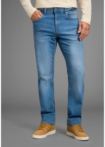 Straight-Jeans Arizona, Herren, Gr. 66, N + U Gr, blau used, Denim/Jeans, Obermaterial: 78% Baumwolle, 20% Polyester, 2% Elasthan, unifarben, straight fit lang, Jeans Straight-Jeans, gerades Bein, mit Eingrifftaschen, Ges&auml;&szlig;taschen und Coinpocket, Topseller