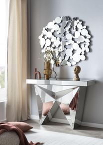 Konsolentisch Salesfever "Design-Konsole f&uuml;r stilvolles Ambiente", silber (silber, verspiegelt, silber, silber), B:120cm H:81cm T:35,5cm, Tische, Konsolentisch, verspiegelt, in edler Form und besonderer Optik