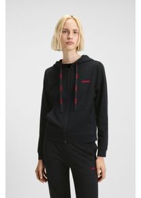 Sweatjacke HUGO UNDERWEAR, Damen, Gr. XS, schwarz, Sweatware, Obermaterial: 66% Baumwolle, 30% Polyester, 4% Elasthan, unifarben, Basic, gerade normal, Rundhals, B&uuml;ndchen, Sweatjacken Sweatjacke, Kapuze, Rei&szlig;verschluss, gerade geschnitten
