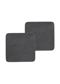 Villeroy & Boch Servierplatte VILLEROY & BOCH "Servierplatten Manufacture Rock 2er Set schwarz", schwarz, L:32,5cm, Porzellan, Servierplatten, Servierplatte