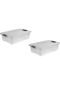 Organizer keeeper "cornelia", transparent, B:39,5cm H:17cm T:59,5cm, Kunststoff, Aufbewahrungsboxen, Organizer, Aufbewahrungsbox, 28 L, mit Deckel, Schiebeverschluss