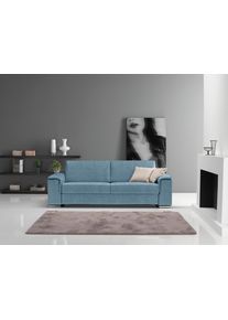 Schlafsofa Egoitaliano "Cecilia, modern & elegant, erstklassiger Sitzkomfort, Dauerschl&auml;fer", blau (hellblau), B:234cm H:85cm T:102cm, Luxus-Micofaser Lederoptik (100% Polyester) ist ein neues technisches Gewebe mit einem visuellen und taktilen Aspekt, der dem Nubuk sehr nahe kommt, mit innovativen Eigenschaften. Seine au&szlig;erordentliche Weichheit kommt von einem exklusiven Produktionsprozess, der U