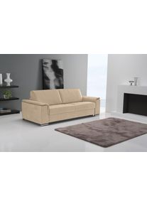 Schlafsofa Egoitaliano "Cecilia, modern & elegant, erstklassiger Sitzkomfort, Dauerschl&auml;fer", beige (champagner), B:234cm H:85cm T:102cm, Leder &raquo;BULL&laquo; (echtes Rindsleder). Geschliffenes, pigmentiertes und behandeltes Rindsleder mit einer Dicke von 1, 3-1, 5 mm. Dieses Leder zeigt eine ziemlich weiche Hand mit einem halb undurchsichtigen Aussehen. Es handelt sich um ein gesch&uuml;tztes Leder. Eine leic