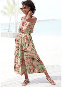 7/8-Overall Vivance, Damen, Gr. 36, N-Gr, beige (sand bedruckt), Cr&ecirc;pe, Obermaterial: 100% Viskose, bedruckt, figurumspielend 7/8-L&auml;nge, Rundhals, Overalls 7/8-Overall, aus gekreppter Viskose, Jumpsuit mit Alloverprint und weitem Bein