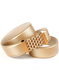 Lederg&uuml;rtel Anthoni Crown, Damen, Gr. 95, gold (goldfarben), Leder, unifarben, G&uuml;rtel Lederg&uuml;rtel, mit Fashion-Koppelschlie&szlig;e, abgesteppte R&auml;nder