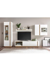 Wohnwand Home Affaire "CLAiR Kombi 23", wei&szlig; (wei&szlig; hochglanz, grandson oak), B:315cm, Holzwerkstoff, Kastenm&ouml;bel-Sets, Wohnwand