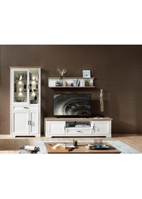 Wohnwand Innostyle "Jasmin", wei&szlig; (piniefarbe, wei&szlig;, eichefarben), Holzwerkstoff piniefarben-wei&szlig; (Korpus)/MDF piniefarben-wei&szlig; (Front)/MDF eichefarben (Absetzung), Holzwerkstoff, MDF, Kastenm&ouml;bel-Sets, Wohnwand, inkl. LED-Beleuchtung, mit Soft-Close-Funktion