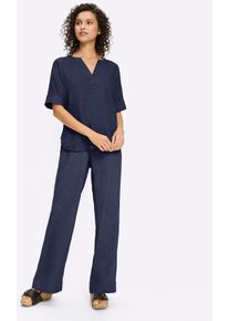 Hosenanzug Heine, Damen, Gr. 38, Normalgr&ouml;&szlig;en, marine, 55% Leinen, 45% Viskose, Anz&uuml;ge Hosenanzug