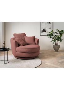 Drehsessel Home Affaire "MAISIE, Love Seat XXL, Lese-Sessel BIG-", rosa (altrosa), B:120cm H:86cm T:120cm, Sessel, Drehsessel, Sessel in MEGA CORD u. Web-Velours, 360 Grad drehbar