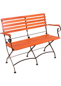 Gartenbank Garden Pleasure "Wien", braun (holzfarben, schwarz), B:116cm H:89cm T:58cm, Holz, Stahl, Sitzb&auml;nke, Gartenbank