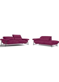 Sofa Egoitaliano "Anais, Design mit hohem Sitzkomfort, Fu&szlig;farbe schattengrau", pink (fuchsia), Sofas, Luxus-Microfaser, Ottomane Armlehne links, Sofa, Set, Kopfteil verstellbar, Luxus-Microfaser, fuchsia