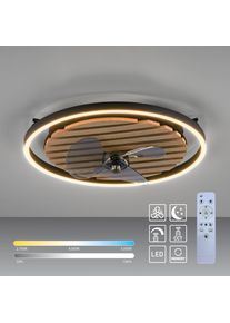 OTTO HOME Deckenleuchte "Brockett - Akustikpaneele", braun (holz, natur), 1, &Oslash; 50cm H: 11,7cm, 1 Stk., Leuchten, Deckenventilator, Deckenlampe, Ventilator, Akustik, Holz, Paneele, Deckenleuchte
