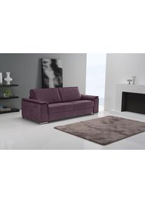 Schlafsofa Egoitaliano "Cecilia, modern & elegant, erstklassiger Sitzkomfort, Dauerschl&auml;fer", lila (plum), B:234cm H:85cm T:102cm, Sofas, Schlafsofa, inkl. Matratze und hochwertigem Metallbettrahmen, toller Schlafkomfort