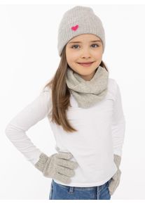 Beanie Zwillingsherz "Heart-Patch", Baby, grau (hellgrau), Strick, Obermaterial: 100% Kaschmir, M&uuml;tzen Beanie, Kids-Kaschmir M&uuml;tze mit Herzpatch