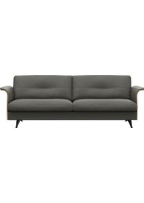 3-Sitzer FLEXLUX "Glow bequem und komfortabel durch hochwertigen Sitzaufbau, Designsofa", grau (warm mineral), B:224cm H:81cm T:91cm, 100% Echteder, Sofas, 3-Sitzer, Skandinavisches Design, In hochwertiger Verarbeitung