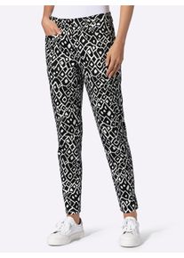 Webhose Heine, Damen, Gr. 46, Normalgr&ouml;&szlig;en, schwarz, ecru, bedruckt, 98% Baumwolle, 2% Elasthan, bedruckt, gemustert, mehrfarbig, Hosen Webhose
