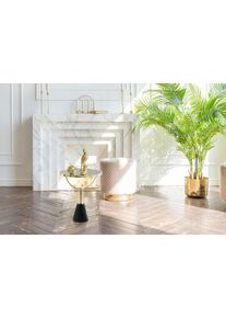 Beistelltisch Kayoom "Oscar 125, edle marmorierte Glasplatte", schwarz, B:46cm H:54cm T:46cm, Tischplatte:100% marmorisiertes Glas Gestell:Marmor / Edelstahl, Tische, Beistelltisch, ausgefallenes Gestell, stabiler Marmorfu&szlig;, marmorierte Glasplatte