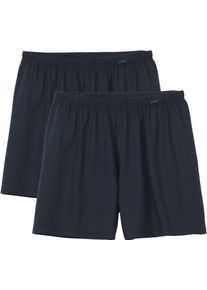Boxer Calida "Prints Benefit", Herren, Gr. XXL (58/60), 2 Stk., blau, Obermaterial: 100% Baumwolle, unifarben, weit, Unterhosen Boxer, mit weichem Bund