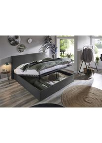 Bettgestell "Melody", grau (anthrazit), B:182cm H:107cm L:213cm, Bettgestell und seitliche Einfassung der Matratzen: Strukturstoff, 100% Polyester, ATLANTIC HOME COLLECTION, Betten, Bettgestell, mit Bettkasten und Lattenrost