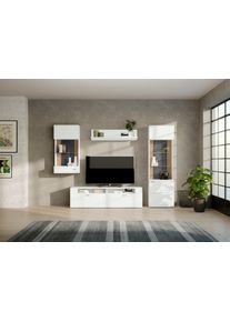 Wohnwand "TACOMA", wei&szlig; (wei&szlig; arctic hochglanz), SET ONE BY Musterring, Kastenm&ouml;bel-Sets, Wohnwand, Typ 54, mit H&auml;ngevitrine