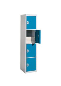 eurokraft basic Viervoudige locker Venlo, 1 compartiment, lichtgrijs / lichtblauw, breedte 450 mm, basiselement, draaigrendel