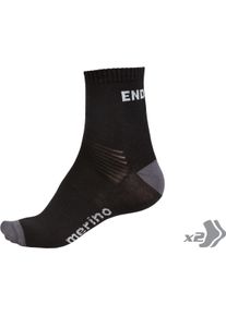 ENDURA, Unisex, Sportsocken, Pack de 2 Paires de BAABAA Merino 2012 (L/XL), Schwarz