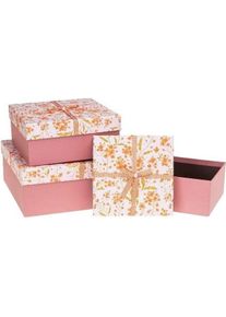 Rozette, Geschenkverpackung, Geschenkbox mit Schleife, 3 St&uuml;ck, rosa ROSETT (3x)