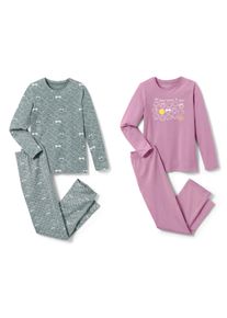 Tchibo - 2 Kinder-Pyjamas &raquo;Smiley&laquo; - M&auml;dchen - Gr. 122/128 - violett/print